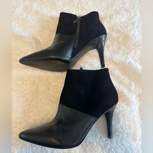 Trina Turk Marmount Black & Suede High Heel Women's ankle booties US 5.5